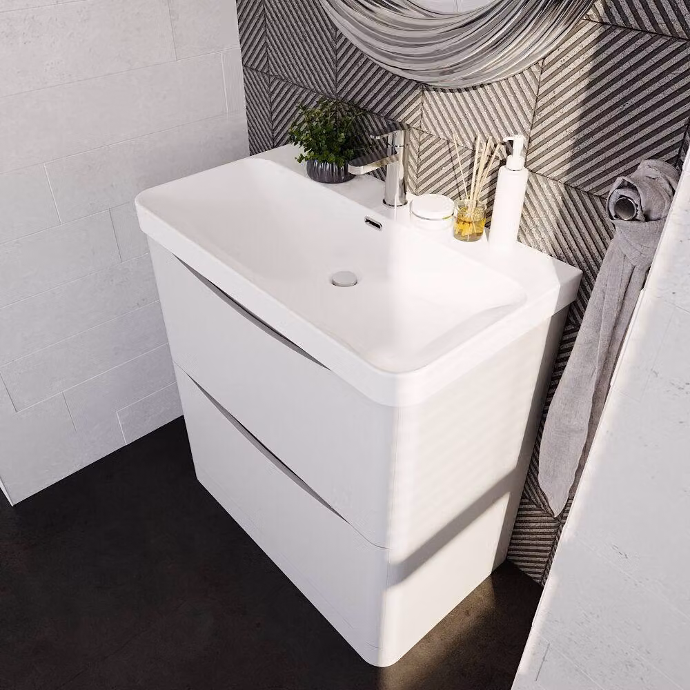 Balterley White Floor Standing 2 Drawer Bathroom Vanity with Ceramic Basin – 3