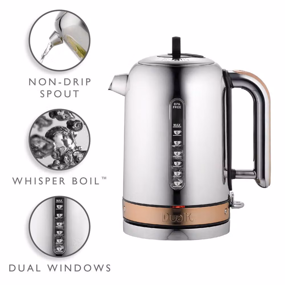 Dualit Classic Stainless Steel Rapid Boil Kettle, 1.7 l, Copper and Silver – 2