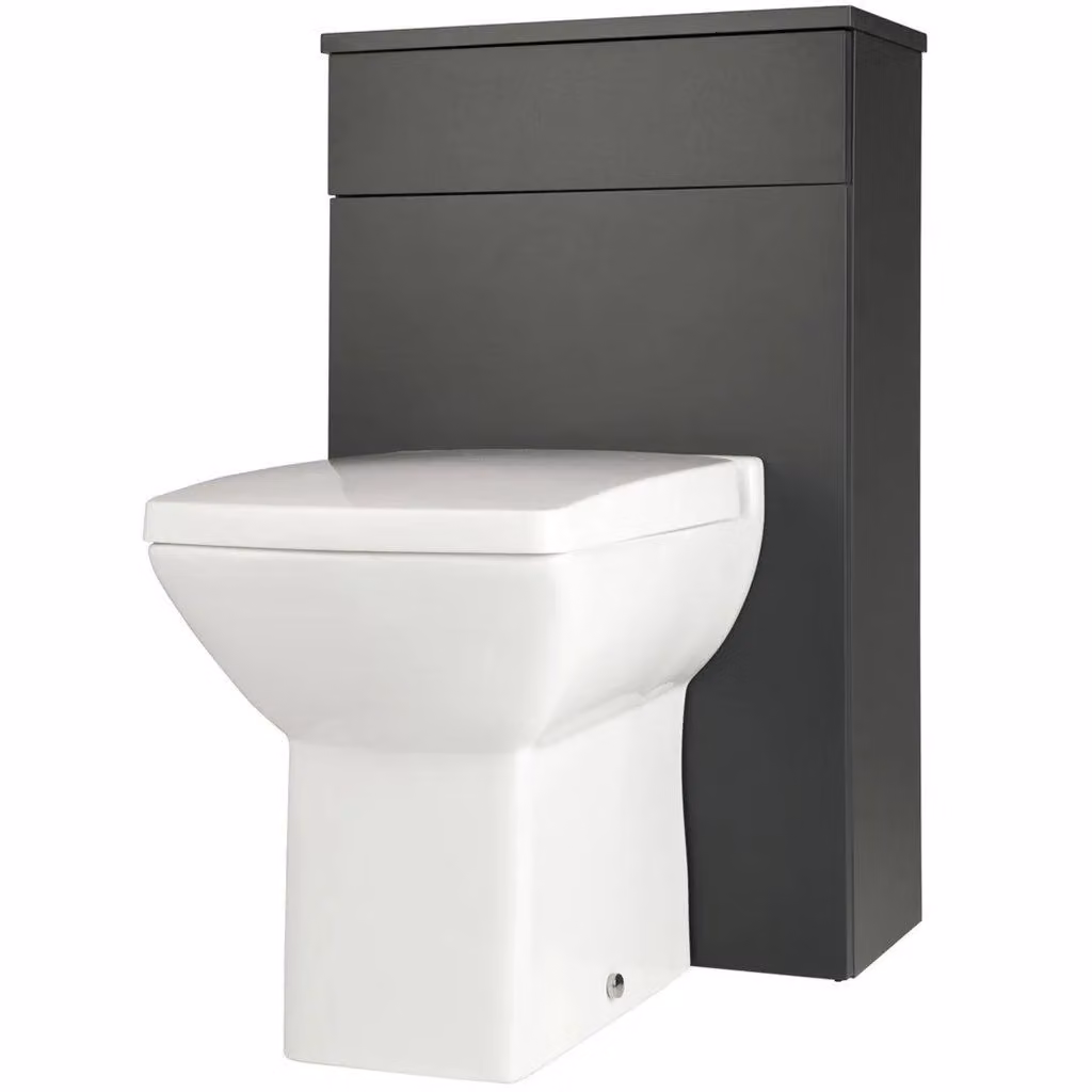 Clifton Matt Dark Grey Freestanding Bathroom Standing WC Unit, W: 50.0 cm, H: 83.0 cm, D: 25.5 cm – 2