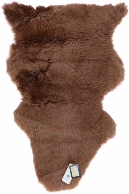 Fenland England Brown Rectangular Wool and Fur Rug