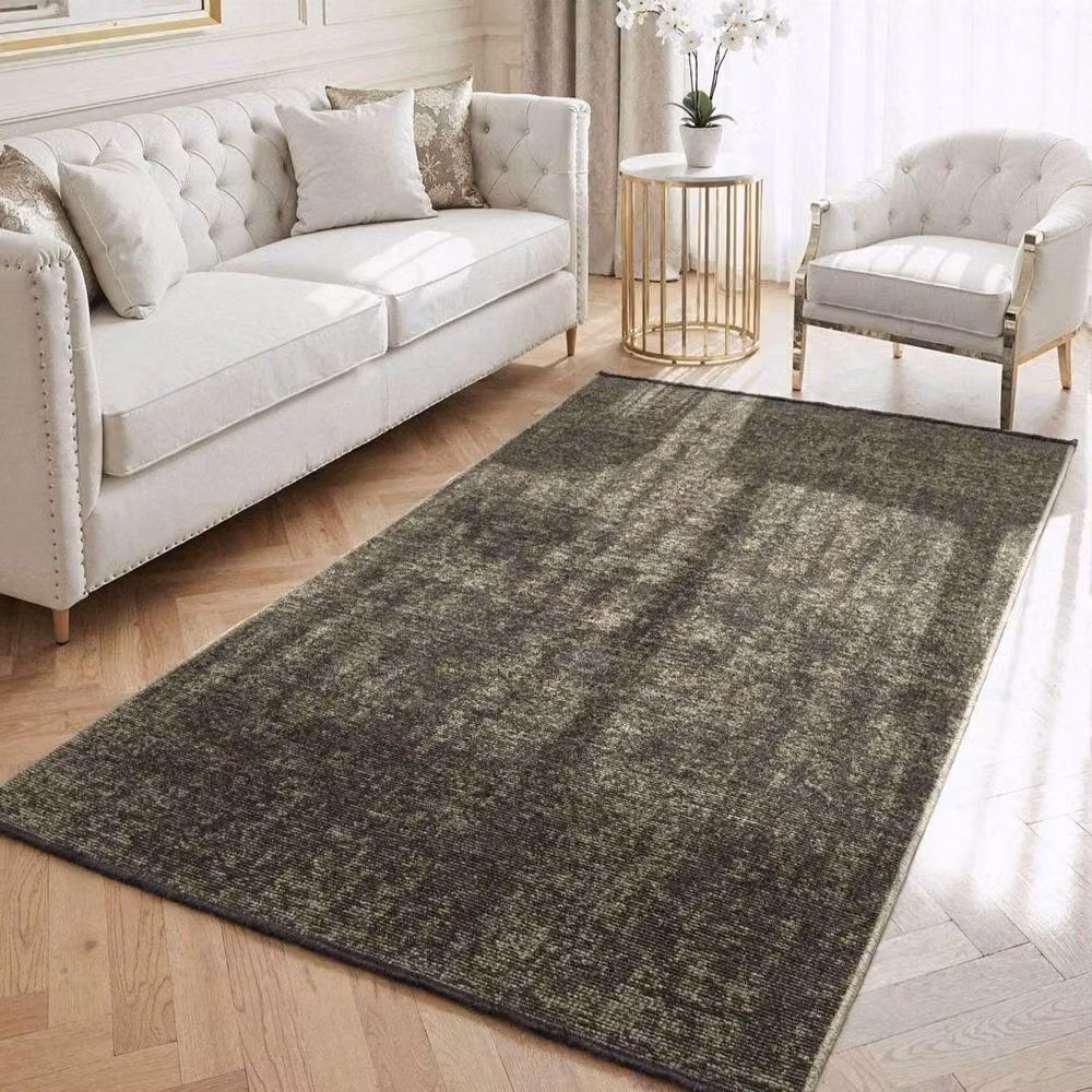 THE RUGS Brilliance Prisma Modern Velour Short Pile Round Area Rug in Dark Olive, Diameter: 160 cm – 4