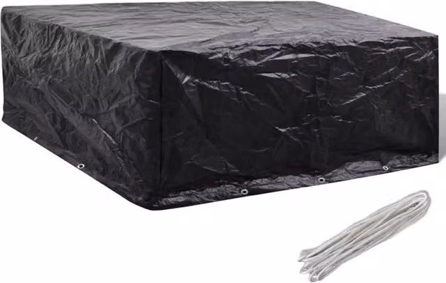 Berkfield Home Water-Repellent Garden Furniture Cover with 10 Eyelets, Black, W/D/H: 260 x 260 x 90 cm – 1