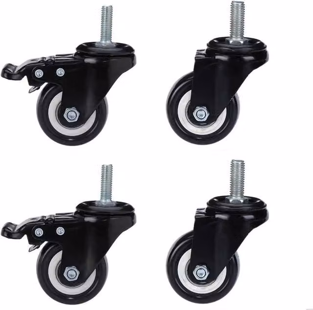 KORVIXA 4 Pack Heavy Duty 50mm Black Rubber Swivel Castor Wheels with Steel Components – 1