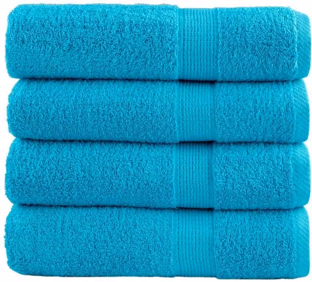 Berkfield Home SOLUND Premium Cotton Terry Bath Towels, 4 Pack, Blue, W: 100 cm, L: 150 cm, 600 gsm
