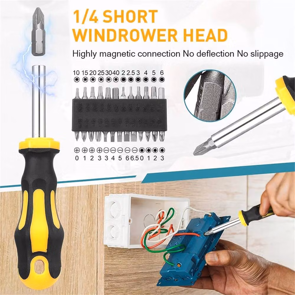 Nordara 42 Piece Magnetic Screwdriver Set with Cross and Flat Head Tools in Multicolour Steel Case, Width: 52 cm – 4