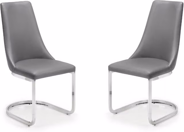 Cheshire Sorelli Set of 2 Grey Synthetic Leather Cantilever Dining Chairs with Metal Base – 1