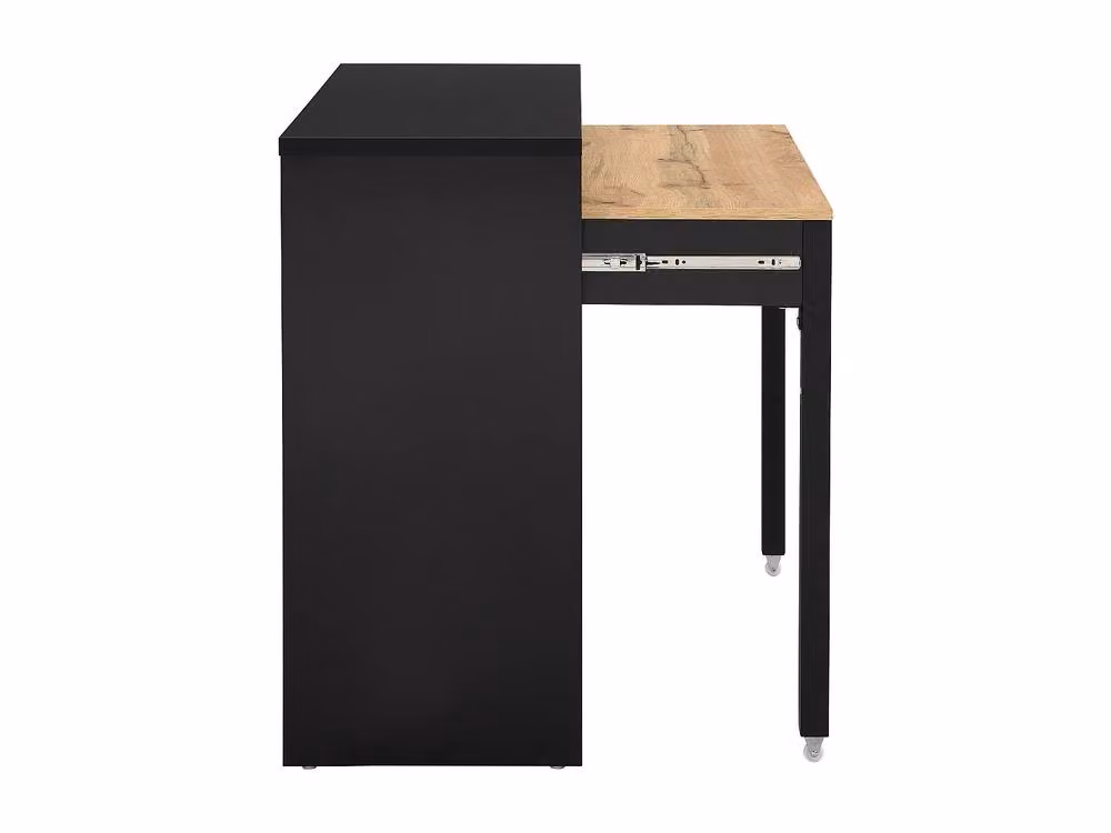 LOAVIA Extendable Console Desk with 2 Drawers in Black and Natural, W/D/H: 100 x 40 x 75 cm – 3