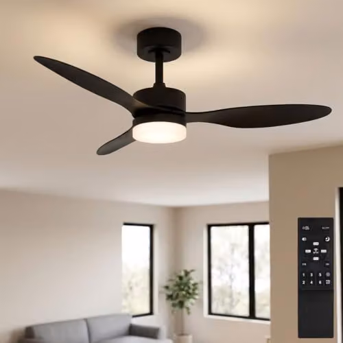 Netlighting Blackwell LED Ceiling Fan in Black with Remote Control, Dimmable CCT Light and Timer, Diameter: 106 cm – 2