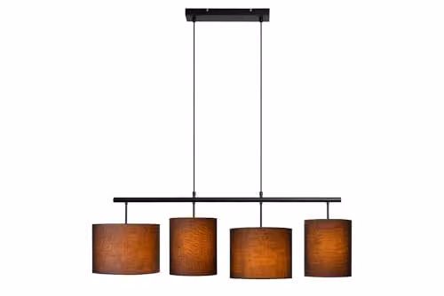 Lucide Maya Black Fabric Pendant Light, Height Adjustable, 4 x E27