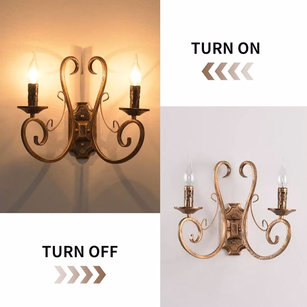 NIVOR Retro Metal Vintage Wall Sconces in Bronze, Set of 2, E14 – 4