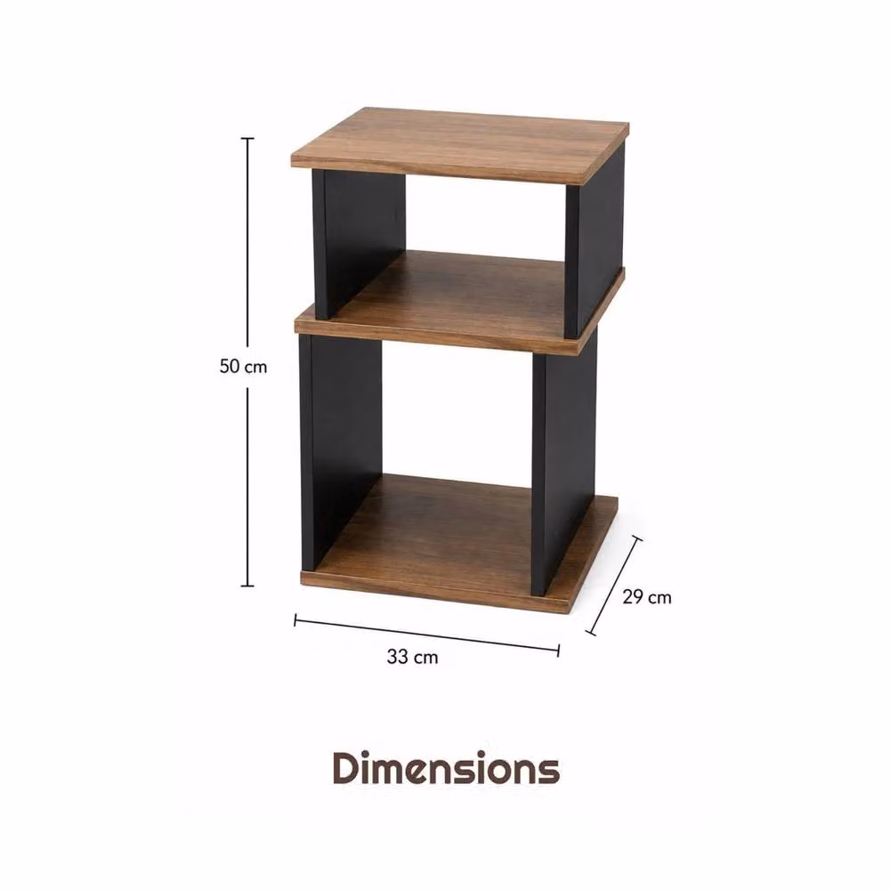 FORGEVIO Rustic Oak 3 Tier Side Table with Black Wood Frame – 2