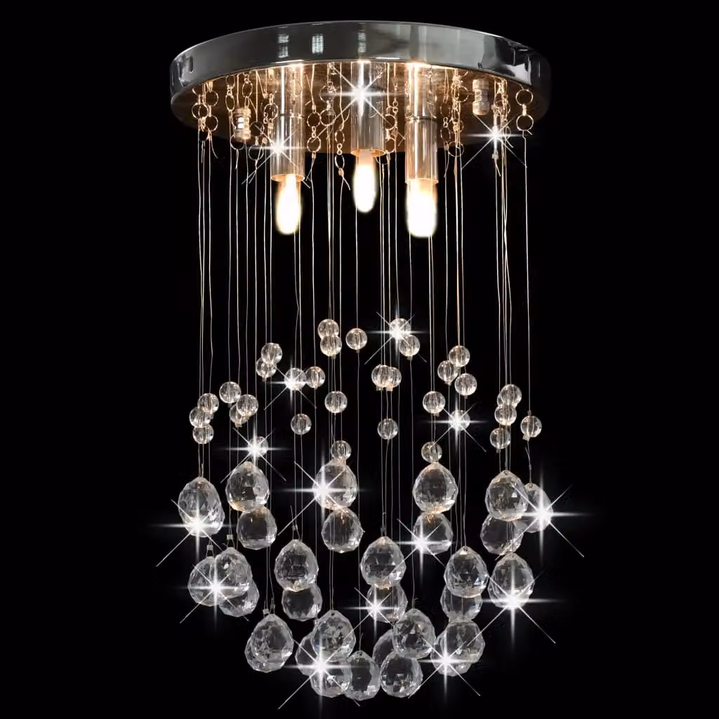 Berkfield Home Silver Chrome Sphere Ceiling Lamp with Crystal Beads and 3 x G9 Bulbs – 2