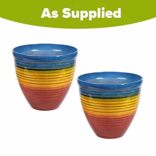 YouGarden Rainbow Planters, Set of 2 Multicolour Plastic Pots, Diameter: 33 cm – 3