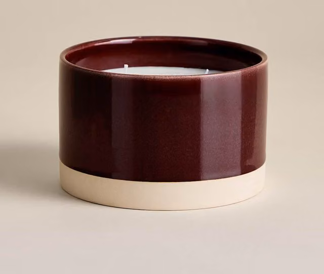 Scentiments Blackberry Rambles 3 Wick Fruity Ceramic Tabletop Candle in Purple