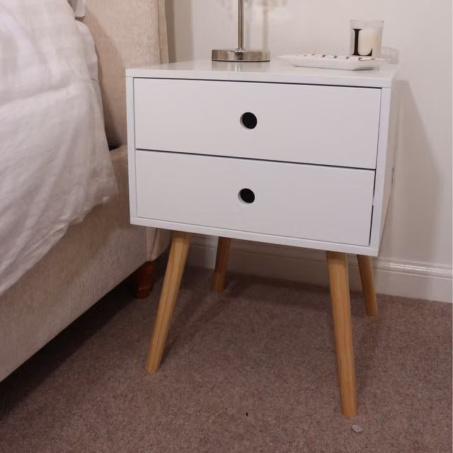 Core Products Scandia 2-Drawer Bedside Cabinet in White – 3