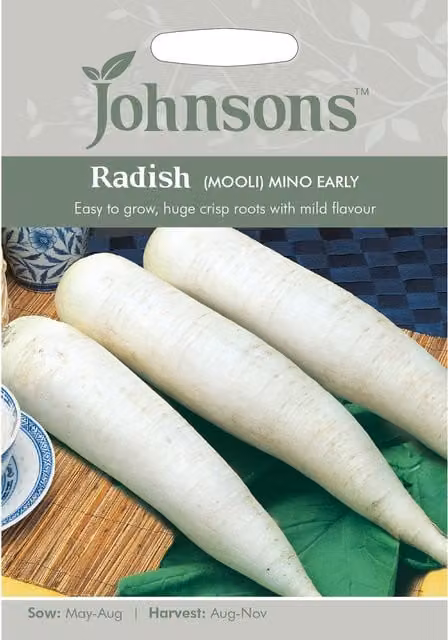 Johnsons Mooli Mino Early White Radish Vegetable Seeds
