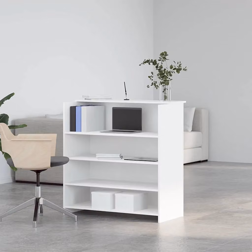 Berkfield Home White Reception Desk in Engineered Wood, W: 100 cm, D: 50 cm, H: 103.5 cm – 1