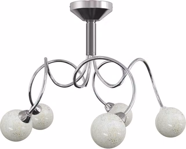Berkfield Home Modern White and Chrome Ceiling Lamp with Round Glass Shades for 5 G9 LED Lights