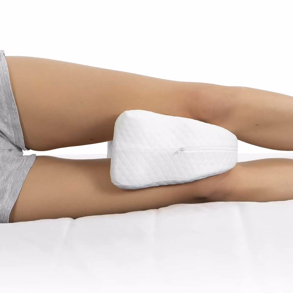 JAVA Wellness Contoured Memory Foam Knee Pillow with Cooling Breathable Layer and Removable Machine Washable Cover, White – 2