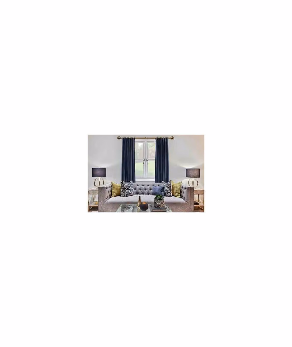 New Edge Blinds Nikola 28mm Metal Curtain Pole Set with Ball End in Antique Brass Bronze, Width: 300 cm – 2
