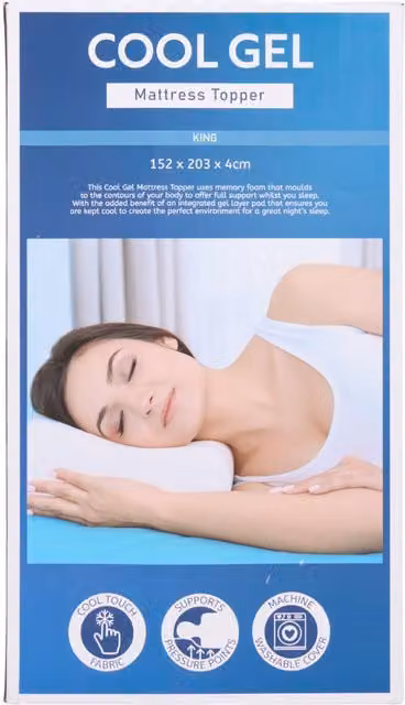 Divante Cooling Memory Foam Mattress Topper with Non-Slip Backing and Zip Cover, King Size