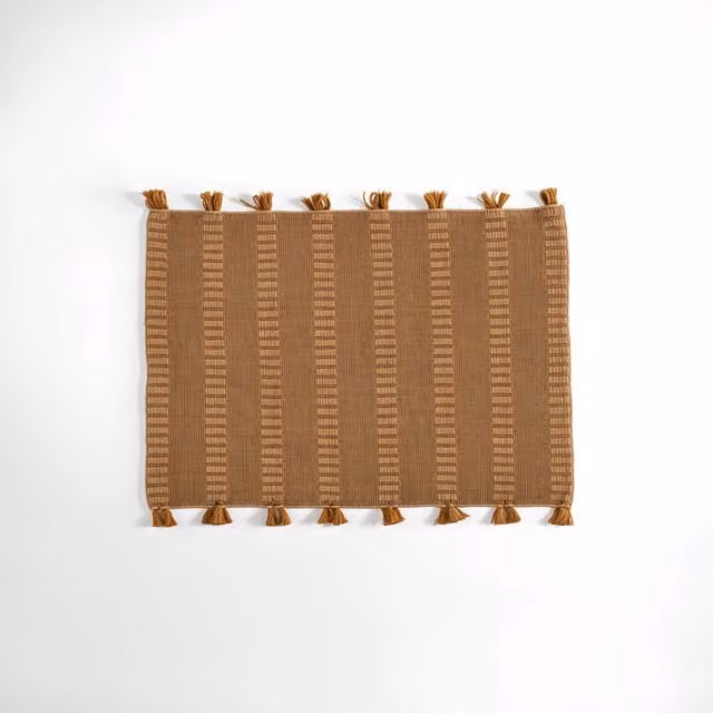 Bosie Jango Large Striped Hemp Rug in Grey with Fringes
