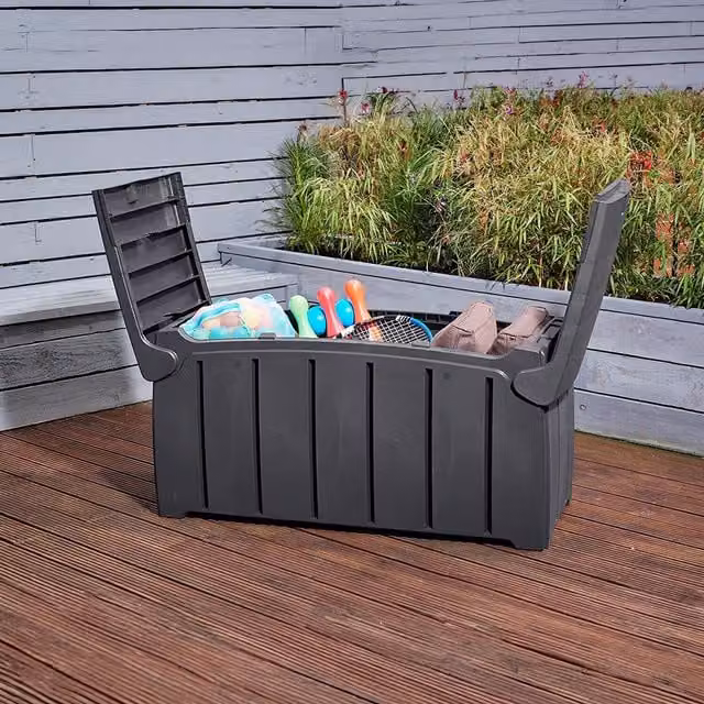 Samuel Alexander 300 Litre Plastic Garden Storage Box in Matt Black