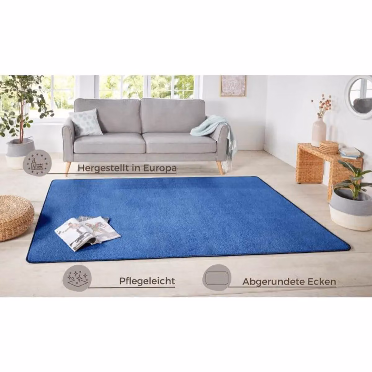 THE RUGS Plain Design Round Blue Polypropylene Rug, Diameter: 200 cm – 3