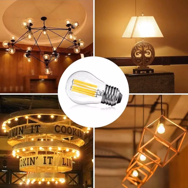 VOGREX 12 Pack Dimmable 4W LED Globe Filament Light Bulbs, Warm White, E27, Transparent – 1