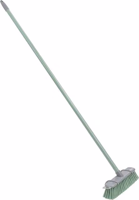 JVL Wall-Mountable Angled Sweeping Brush with Hard Plastic Bristles in Green