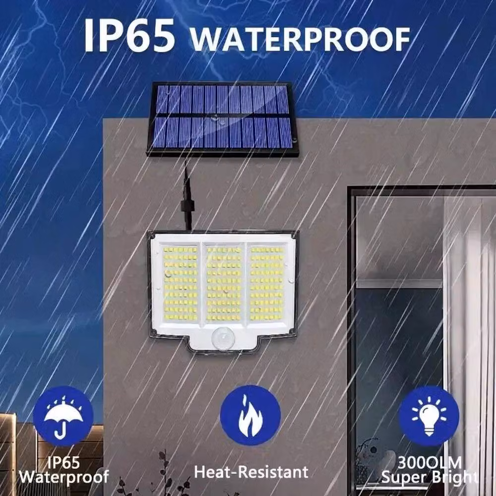 FLAVORA Solar Powered LED Outdoor Wall Security Floodlight with Motion and Dusk Sensors in Black – 5