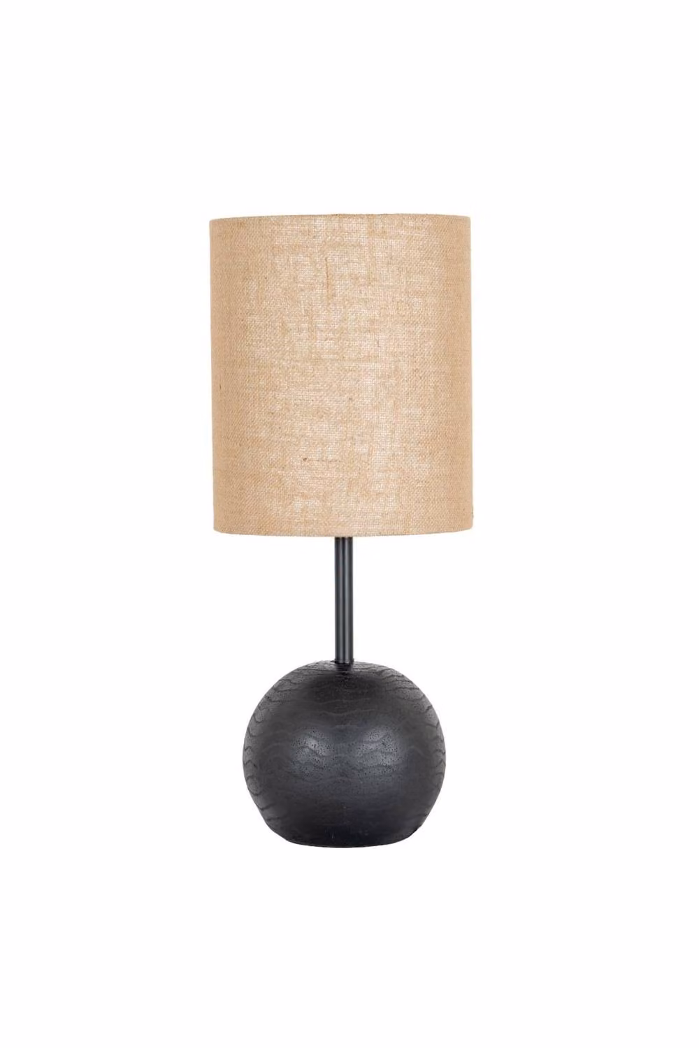 KDMD Black Cannon Table Lamp with Beige Hessian Fabric Shade – 2