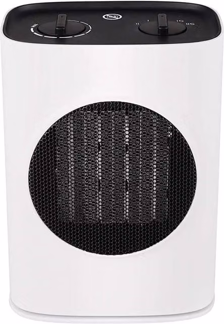 Mylek White Ceramic Fan Heater with Thermostat and Tilt Protection, 1800W