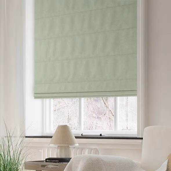 Terrys Clarence Velvet Made to Measure Roman Blind in Sage Green