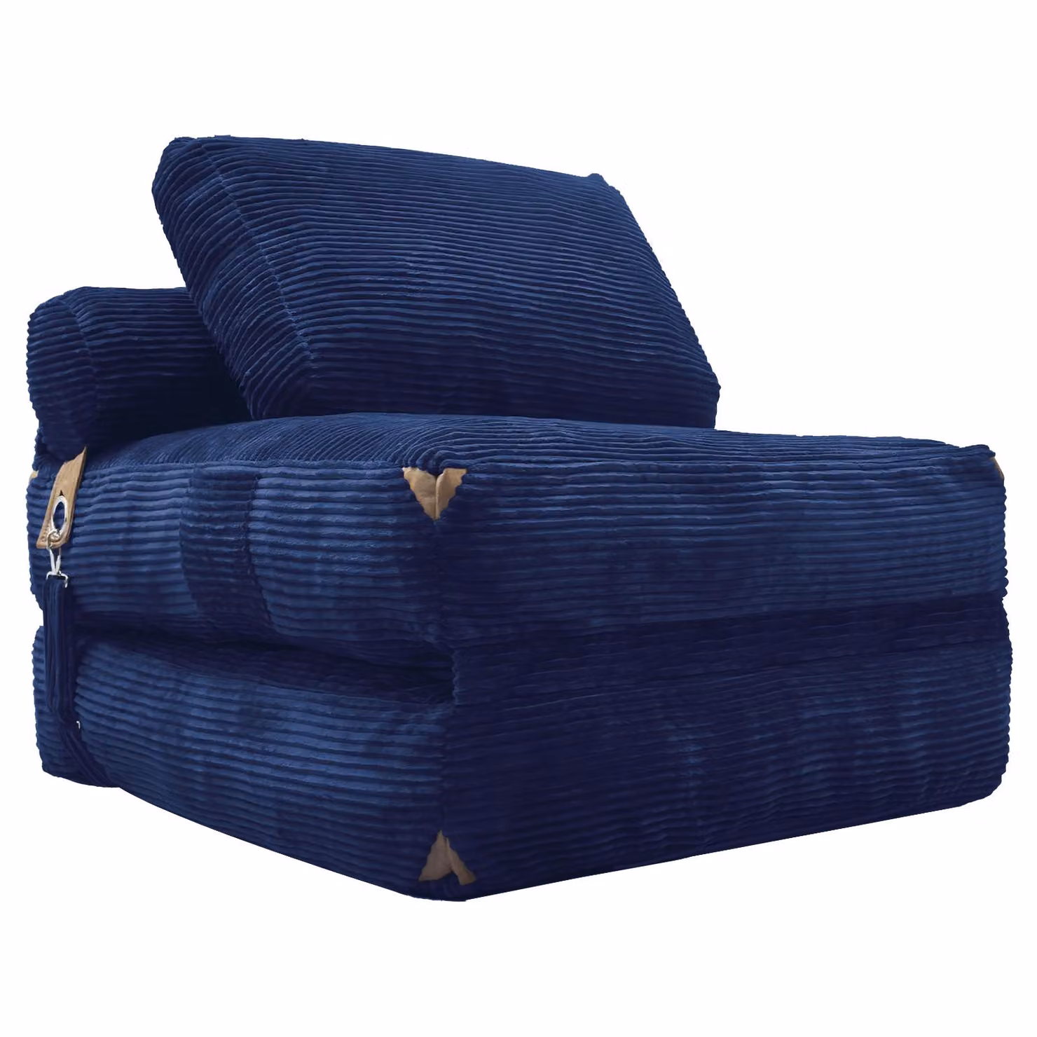 Aosom UK 3-in-1 Convertible Corduroy Floor Sofa Bed with Side Pockets, Blue, W/D/H: 87 x 86 x 40 cm – 2