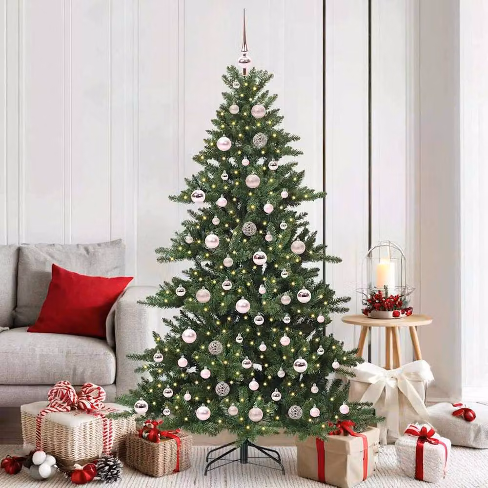 Berkfield Home Elegant Artificial Hinged PVC Christmas Tree with 300 Warm White LEDs, Green, Height: 180 cm – 2