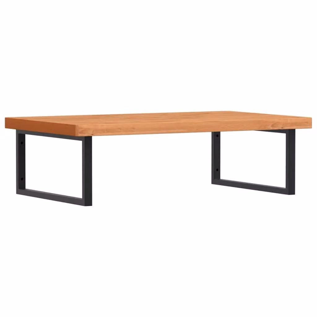 Berkfield Home Wall Mounted Basin Shelf in Brown Steel and Solid Beech Wood