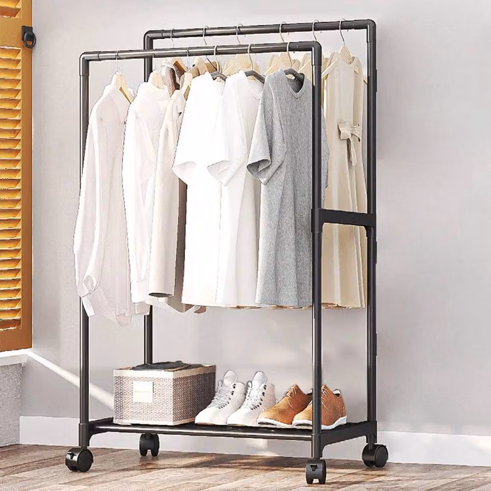 EONLION A Metal Rolling Garment Clothes Rail in Black, Width: 50 cm – 3