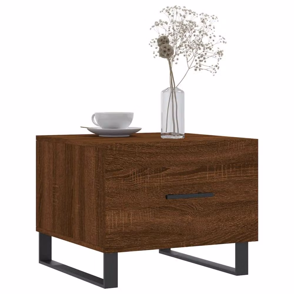 Berkfield Home Set of 2 Brown Oak Coffee Tables, W/D/H: 50 x 50 x 40 cm – 3