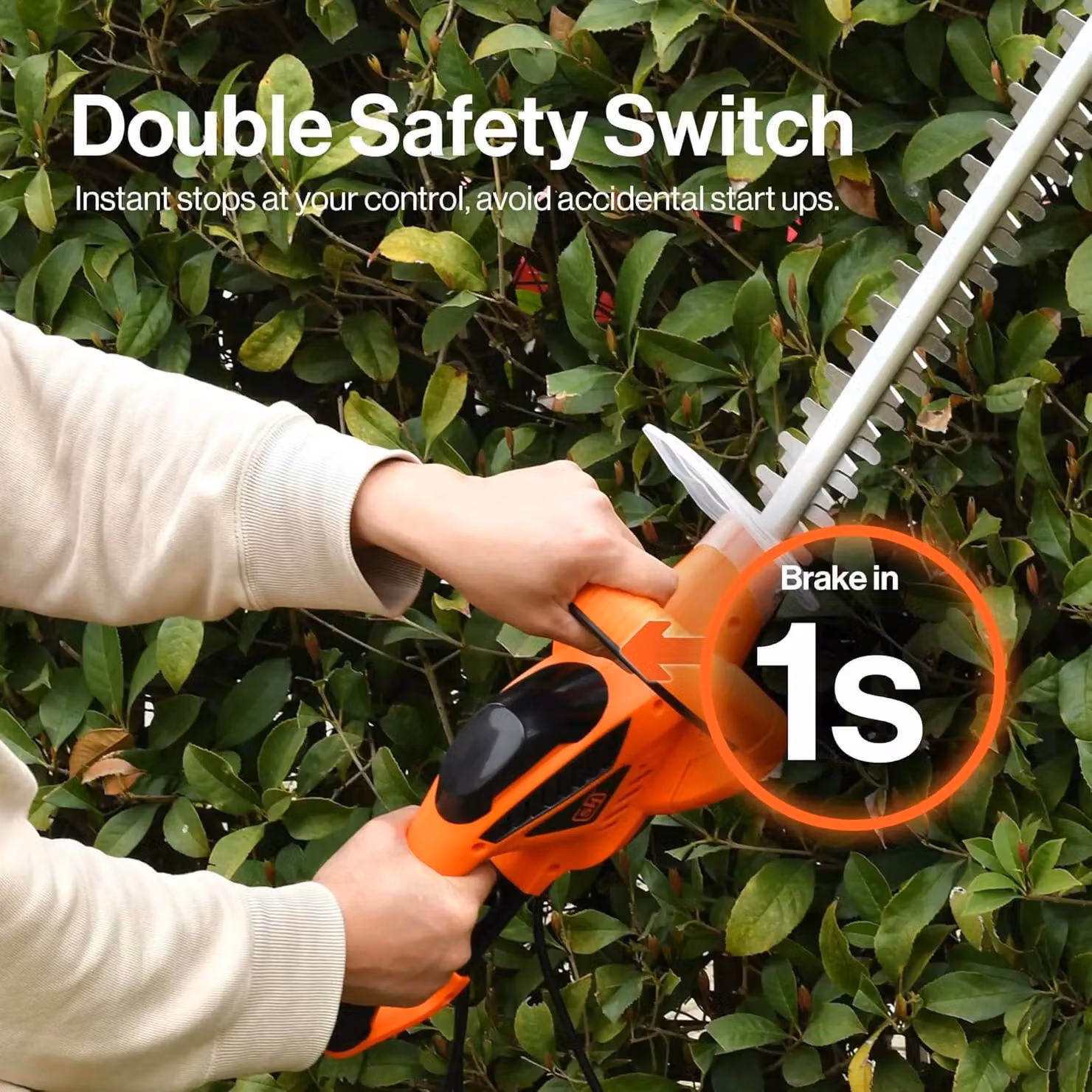 Superhandy 600W Electric Reciprocating Hedge Trimmer, Orange – 5