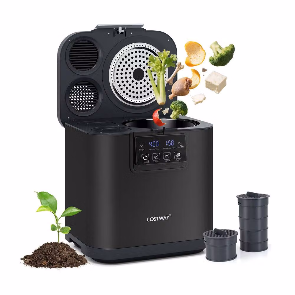 Costway Smart Electric Composter and Waste Dispenser, 4L Countertop Compost Machine, Black – 11