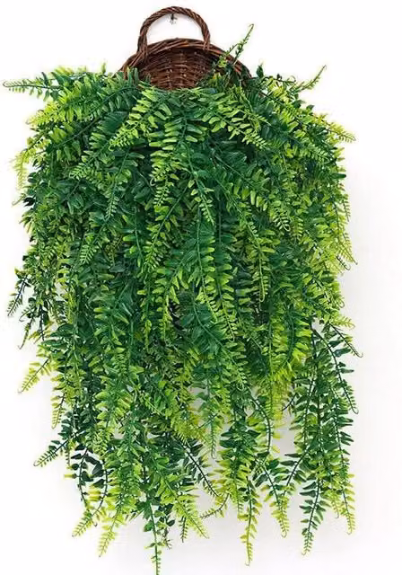 PAWNORA Green Artificial Hanging Plant with Macrame Pot