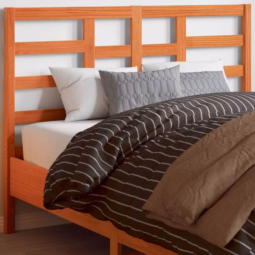 Berkfield Home Solid Wood Pine Headboard in Wax Brown, Width: 135 cm – 2