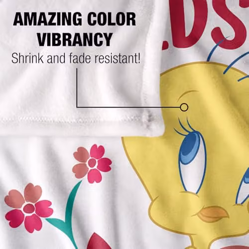 Warner Bros. Looney Tunes Tweety Worlds Best Mom Super Soft Fleece Throw Blanket, Multicolour, W: 152 cm, D: 127 cm – 2
