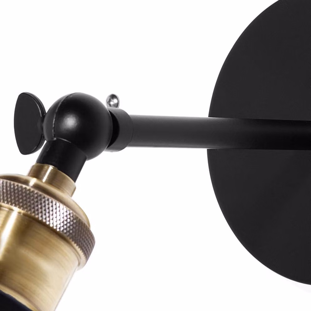 Wyld and Coco Adjustable Industrial Wall Lamp in Black Metal with Transparent Glass Shade – 4