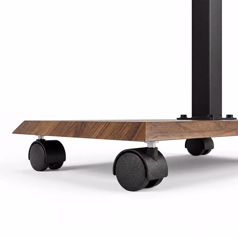Levede Height Adjustable Side Table with 360 Degree Rotating Top and Castors, Walnut Brown MDF and Metal – 5