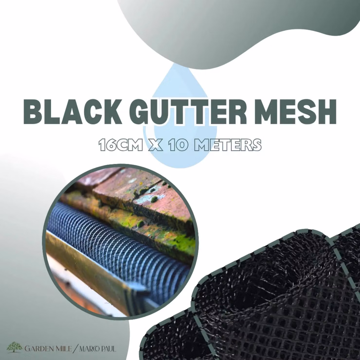 Marco Paul Black Plastic Guttering Mesh Guard Gutter Cover W: 1000 cm, H: 52 cm – 6