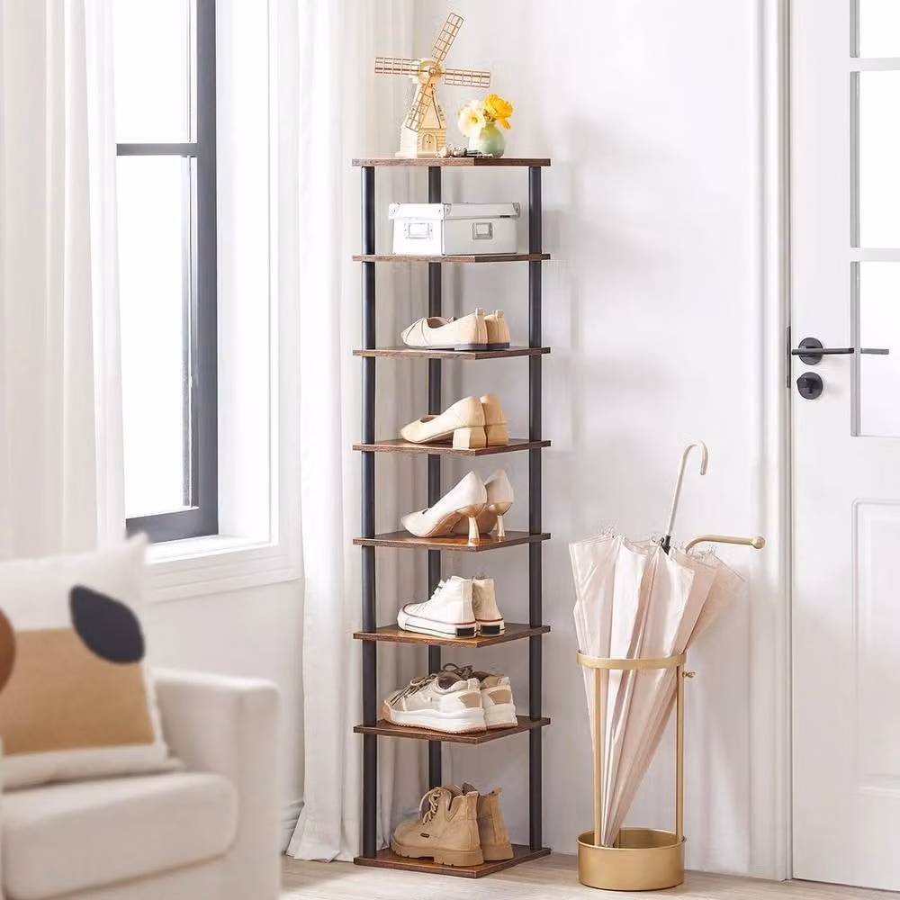 FLAVORA Corner Shoe Storage Display Rack in Brown, W/D/H: 28 x 28 x 135 cm – 2
