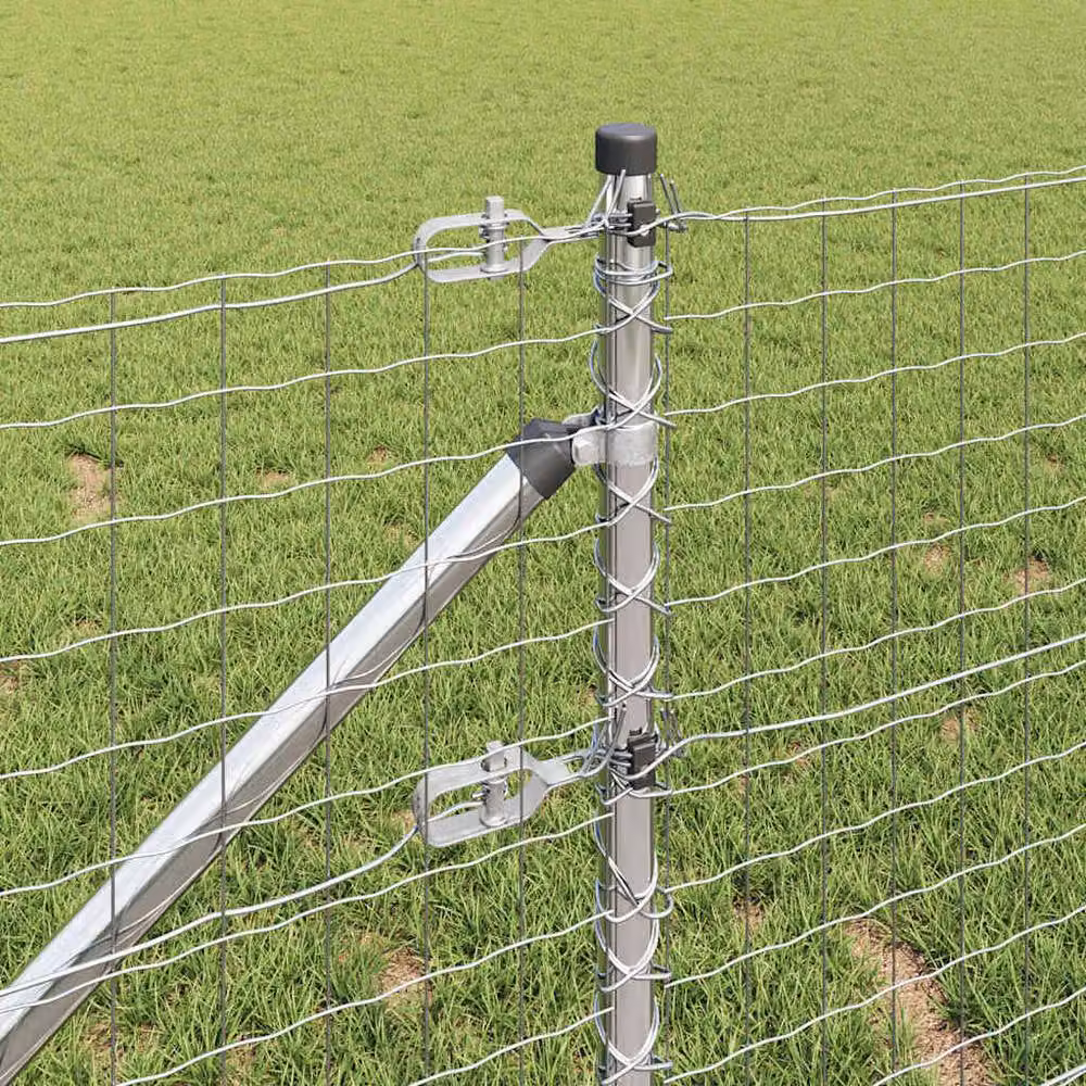 Berkfield Home Versatile Euro Fence in Silver Galvanised Steel with 7 Spike Posts, W: 10 m, H: 0.8 m – 3