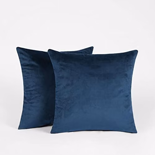 OHS 2 Pack of Navy Blue Matte Velvet Cushion Covers, W/D/H: 45 x 45 x 45 cm